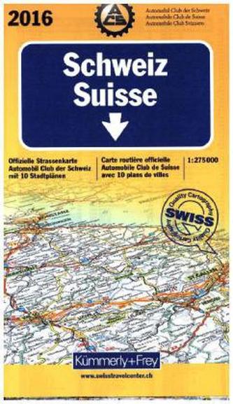 Kümmerly & Frey Karte Schweiz ACS, Ausgabe 2016. Suisse