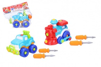 Dopravní prostředek 16x11cm šroubovací se šroubovákem plast 3 druhy v sáčku