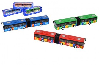Autobus 18cm kov/plast na zpětné natažení 3 barvy v krabičce 22x5,5x6cm