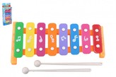 Xylofon 26cm kov/plast + 2 paličky 3 barvy v krabici 13,5x32x4cm
