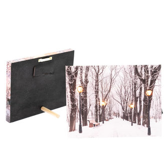 Nástěnný obraz se 4 LED světly - Zimní cesta