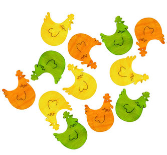 Dřevěné výseky 4cm - slepičky 12ks