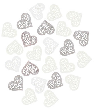 Dřevěná srdíčka 2cm - hnědobílý mix 24ks