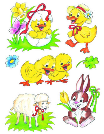 Okenní fólie 33,5 x 25,5cm - 4 velikonoční motivy