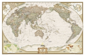 National Geographic Map World Executive, Pacific Centered, Planokarte