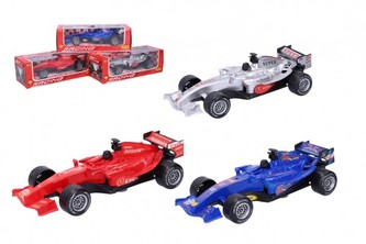 Formule plast 17cm na zpětné natažení 3 barvy na baterie se světlem se zvukem v krabičce 20x6,5x7,5