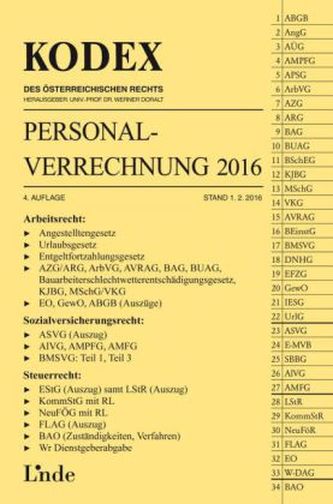 KODEX Personalverrechnung 2016  (f. Österreich)