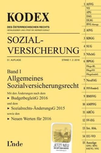 KODEX Sozialversicherung 2016 (f. Österreich). Bd.1