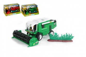 Kombajn plast 27cm na setrvačník s doplňky 2 barvy v krabici 29x16x17cm