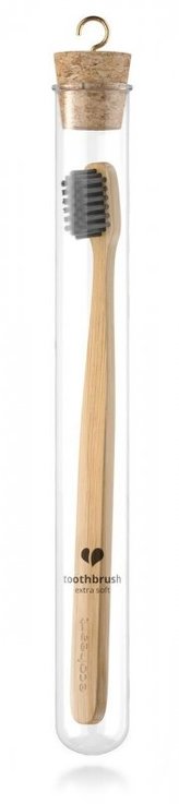 Ecoheart Bambusový kartáček ve skleněném pouzdře (extra soft) - černý