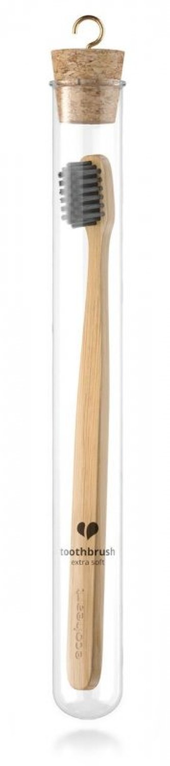 Ecoheart Bambusový kartáček ve skleněném pouzdře (extra soft) - černý