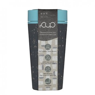 rCUP (340 ml) - černá/tyrkysová - z jednorázových papírových kelímků