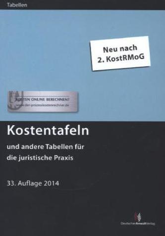 Kostentafeln und andere Tabellen für die juristische Praxis