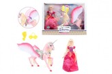 Panenka princezna a jednorožec 32cm s křídly plast s doplňky v krabici 44x32x9cm