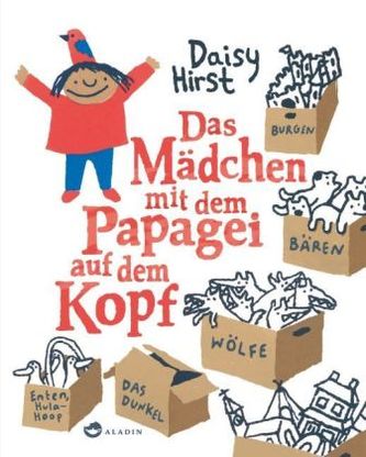 Das Mädchen mit dem Papagei auf dem Kopf