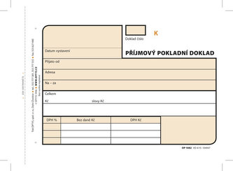 Příjmový doklad, A6, 3  × 25 listů, číslovaný, NCR