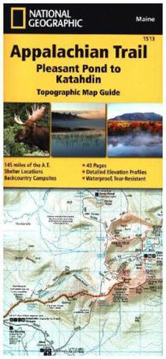 National Geographic Adventure Travel Map Pleasant Pond to Katahdin