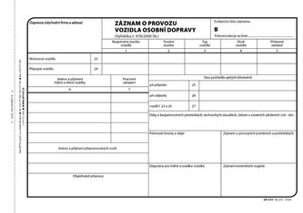 Záznam o prov. voz. osobní dopravy, A5, 100 listů, číslovaný