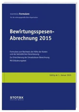 Bewirtungsspesen - Abrechnung 2015, Formularblock