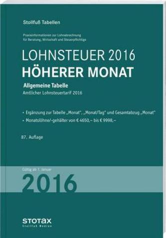 Lohnsteuer 2016 Höherer Monat