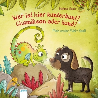 Wer ist hier kunterbunt? Chamäleon oder Hund?