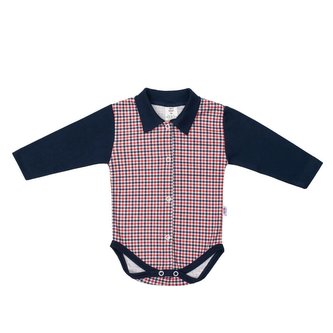Kojenecké celorozepínací Polo body New Baby Checkered modré - velikost 56 (0-3m)