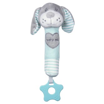 Dětská pískací plyšová hračka s kousátkem Baby Mix pes mátový