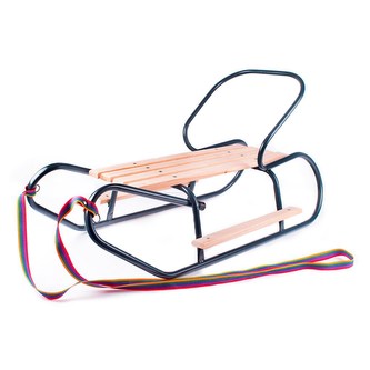 Kovové sáňky s opěradlem a opěrkami na nohy BAYO modré