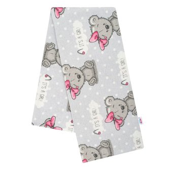 Flanelová plena s potiskem New Baby šedá It´s a girl