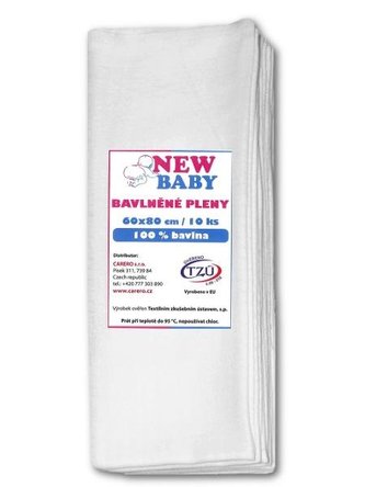 Bavlněné pleny NEW BABY 60x80 cm STANDARD 10 ks