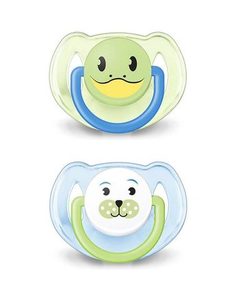 Šidítko Avent 2ks modro-zelené se zvířátky 6-18m - velikost 6-18 m