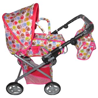 Dětský kočárek pro panenky 2v1 Baby Mix se sovičkami Dětský kočárek pro panenky 2v1 Baby Mix se sovičkami