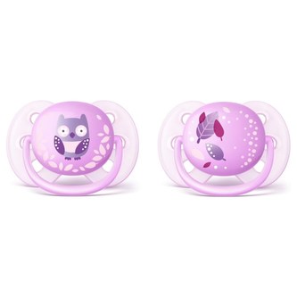 Šidítko Avent Ultrasoft Deco 2ks pro holčičky 0-6m