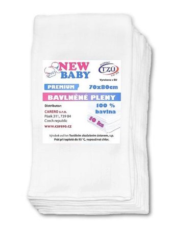 Bavlněné pleny NEW BABY 70x80 cm PREMIUM 10 ks