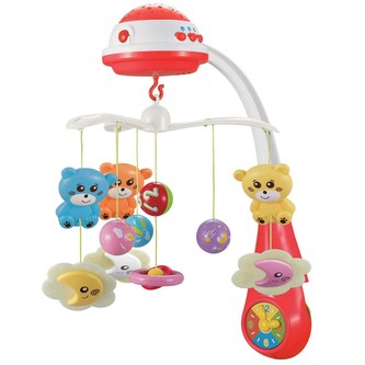 Kolotoč nad postýlku se světelným projektorem Baby Mix red