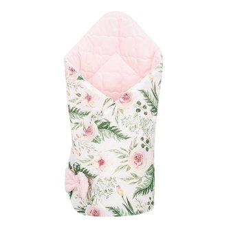 Oboustranná zavinovačka z Velvet New Baby 75x75 cm květiny růžová