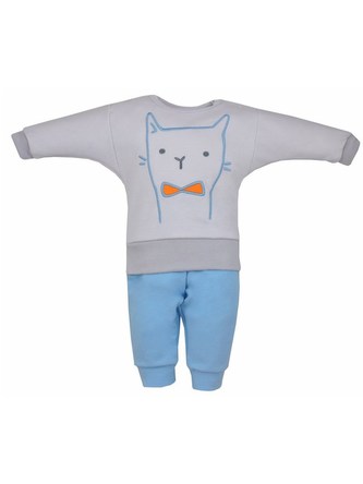 2-dílná dětská soupravička Koala Robin kočička šedo-modrá - velikost 62 (3-6m)