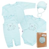 Kojenecká soupravička do porodnice New Baby Sweet Bear modrá - velikost 56 (0-3m)