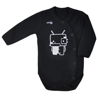 Kojenecké body s bočním zapínáním Koala Robot černé - velikost 56 (0-3m)