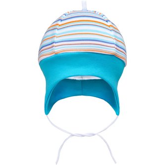 Kojenecká čepička na zavazování New Baby Puppik 2 tyrkysová - velikost 74 (6-9m)