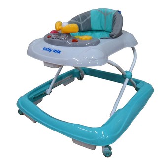 Dětské chodítko Baby Mix s volantem a silikonovými kolečky mint