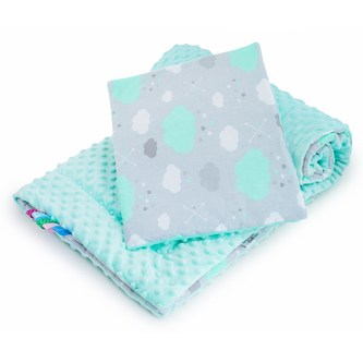 Oboustranný Set z Minky do kočárku New Baby obláček mátový