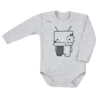 Kojenecké body s dlouhým rukávem Koala Robot šedé - velikost 74 (6-9m)