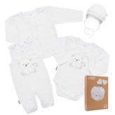 Kojenecká soupravička do porodnice New Baby Sweet Bear bílá - velikost 50