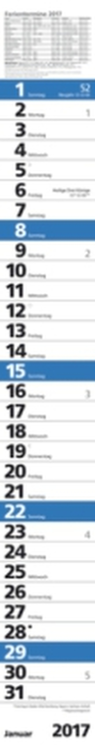 Streifenplaner Praktika Blau 2017