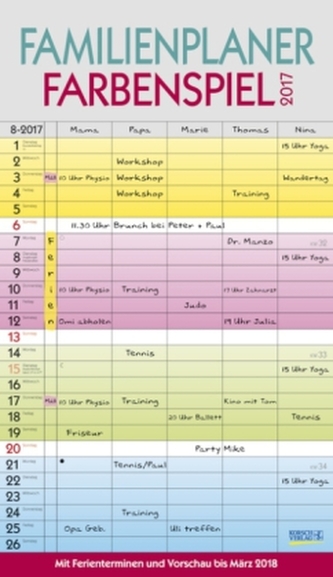 Familienplaner Farbenspiel 2017