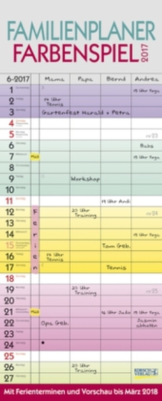 Familienplaner Farbenspiel 2017