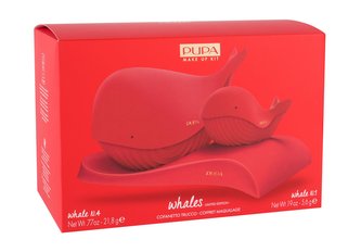 Pupa Whales dekorativní kazeta Pupa Whale 4 21,8 g + dekorativní kazeta Pupa Whale 1 5,6 g + stojánek 1 ks