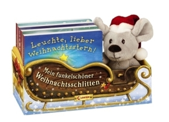 Mein funkelschöner Weihnachtsschlitten, 4 Bde. m. Plüschmaus im Weihnachtsschlitten