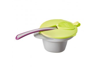 Dětská miska s trojúhelníkovým dnem a lžičkou Tomme Tippee růžová